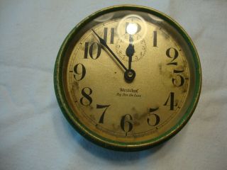 Westclox Big Ben DeLuxe Green Crackle Alarm Clock ca.  1920 ' s Feet Missing 2