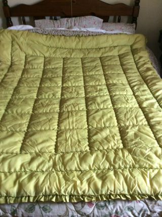 Debroyal Vintage Eiderdown Quilt 1970s Lime Green Double Exc Cond