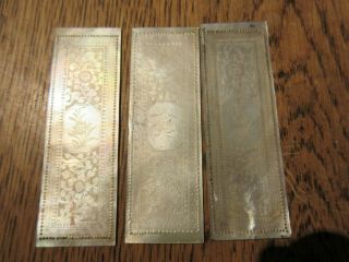 Antique Chinese Carved Mother Of Pearl Floral Panels 88 Mm X 29 Mm