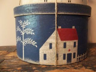 Primitive Stack of Americana Painted Oval Paper Mache Boxes - Farmhouse/Country 2