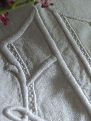Lovely Antique French Linen Sheet With Monogram A D Circa 1920 Art Deco