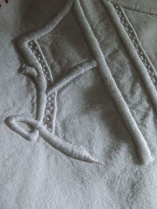 Lovely Antique French Linen Sheet with Monogram A D circa 1920 Art Deco 7