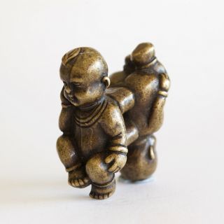 Chinese Antique Scholars Bronze Figural ‘Four Boys’ Puzzle Weight,  Qing dynasty 6