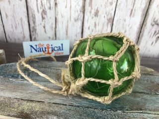 3 " Green Glass Fishing Float Fish Net Ball Buoy Nautical Maritime Decor