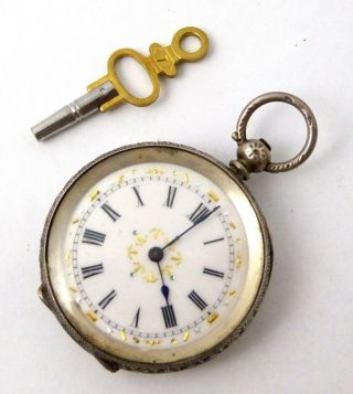 Late 1800s Antique.  935 Key Wound Swiss Silver Pocket Fob Watch