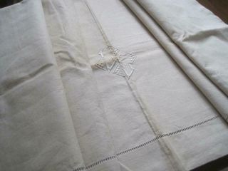 Antique French Hemp Linen Sheet,  Lovely Fabric,  Great Tablecloth