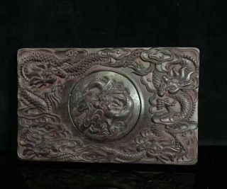 Collectable Old China Handwork Boxwood Carve Exorcism Dragon Exorcism Ink - Stone 6