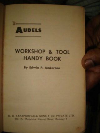 India Rare - Audels Workshop & Tool Handy Book By Edwin P.  Anderson Pages 448