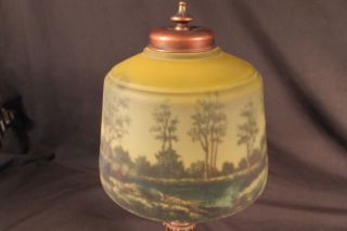 Pittsburgh reverse painted LANDSCAPE lamp Handel Tiffany Jefferson arts & crafts 4
