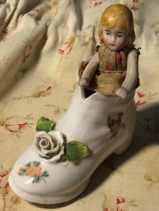 Antique Bisque Doll,  Tiny Jointed Arms And Legs In A Porcelain Shoe.  “as Is”