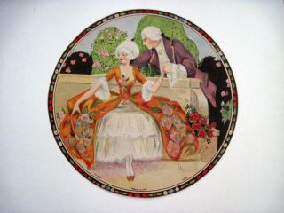 Vintage Art Deco Style Label For Candy Box W/ Lovely Lady In Orange Dress