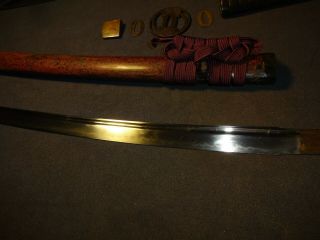 Japanese WWll sword in civilian mountings,  bohi engravings 5