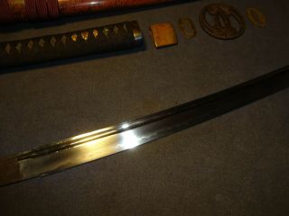 Japanese WWll sword in civilian mountings,  bohi engravings 8