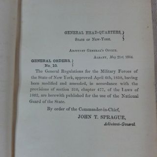 1863 Civil War Soldiers Handbook N.  Y.  State Militia General Regulations Book 8