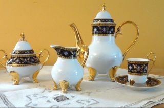 Chekoslovakian Design Demitasse Tea Set 6 Saucers & Cups Creamer Sugar Bowl Box 2
