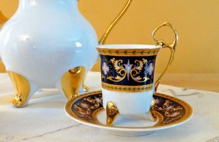 Chekoslovakian Design Demitasse Tea Set 6 Saucers & Cups Creamer Sugar Bowl Box 3