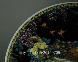 CHINESE OLD HAND - MADE FAMILLE - ROSE PORCELAIN PEONY&PEACOCK PORCELAIN PLATE B02 2