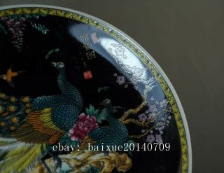 CHINESE OLD HAND - MADE FAMILLE - ROSE PORCELAIN PEONY&PEACOCK PORCELAIN PLATE B02 3