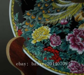 CHINESE OLD HAND - MADE FAMILLE - ROSE PORCELAIN PEONY&PEACOCK PORCELAIN PLATE B02 4