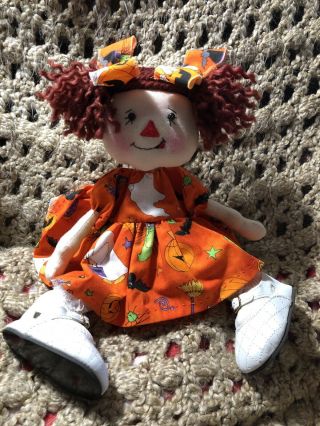 Halloween Little Bitty Folk Art Primitive Raggedy Snnie Cloth Doll