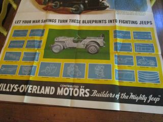 World War II US War Bond Poster WILLYS OVERLAND JEEP PARTS 45 