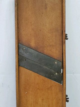 Vintage Primitive Wooden Kraut Slaw Cutter Slicer Shredder Farmhouse 17.  75 "