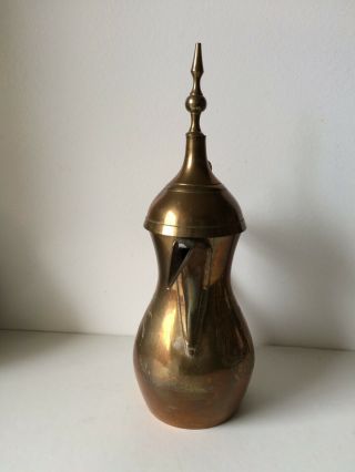 Vintage Middle Eastern Brass Engraved Dallah Coffee Pot 3