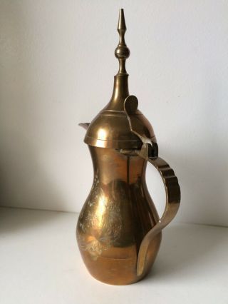 Vintage Middle Eastern Brass Engraved Dallah Coffee Pot 5