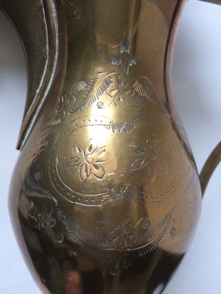 Vintage Middle Eastern Brass Engraved Dallah Coffee Pot 7