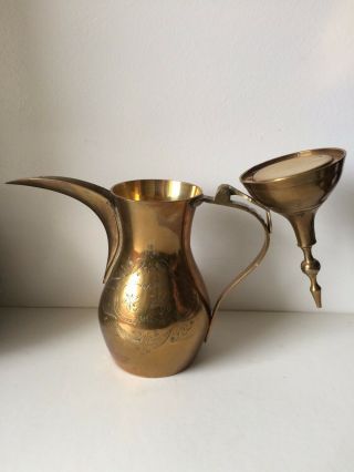 Vintage Middle Eastern Brass Engraved Dallah Coffee Pot 8