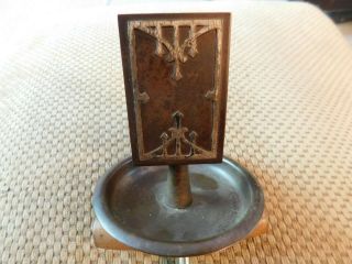 Antique Arts And Craft Copper And Silver Match Holder And Tray