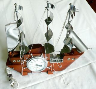 Vintage Sessions Sailboat Clock Mirror Sails Shelf Mantel Lighted