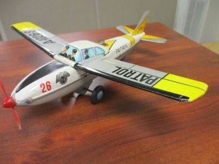 Vintage Momoya Shoten Tin Litho Friction Police Patrol Plane A - 1026 - S Japan