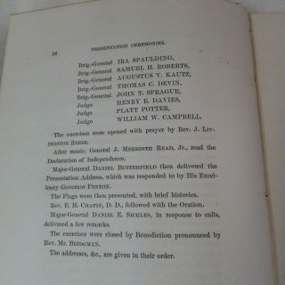 1865 Civil War NY Regiments Presentation of Flags to Governor Book 4