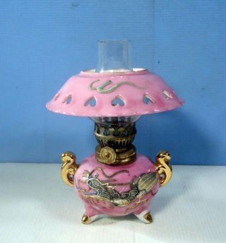 Antique Japanese Oil Kerosine Lamp " Dragon " Motif Circa Early To Mid 1900s