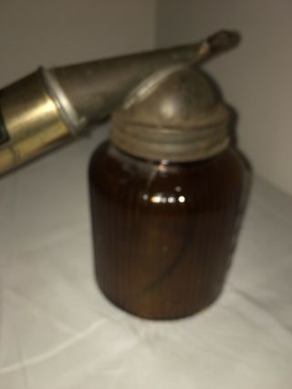 Vintage Antique Universal Pest/bug sprayer with Amber Glass Holder 3