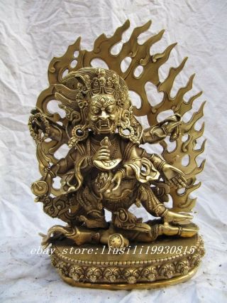 Chinese Buddhism Temple Brass Copper Carve Six - Arm Vajra Mahakala Buddha Statue