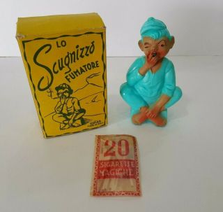 Vintage Plastic Toy The Mob Smoker Lo Scugnizzo Fumatore Oskar - Boxed - Italy