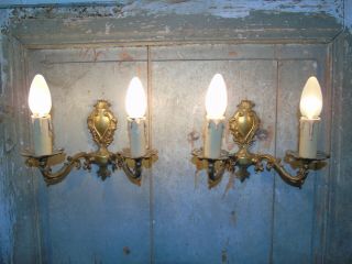 French A Gold Bronze Wall Light Sconces Classic Detailed Vintage