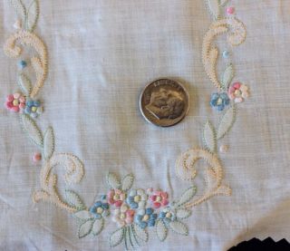 Lovely Hand Embroidered Antique Swiss Floral Neck Appliqué For Dolls C1920