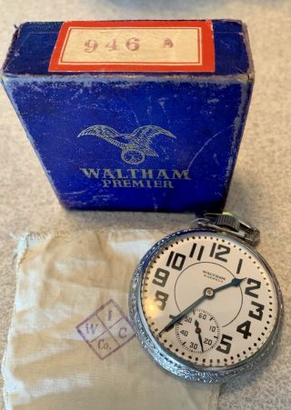 Watham Premier 21j,  16 Size Pocket Watch,  Runs