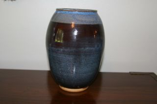 Vintage Mid Century Modern /hollywood Regency Blue Ceramic Pottery / Vase
