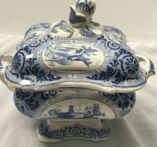 Antique Blue & White Soup Tureen With Lid