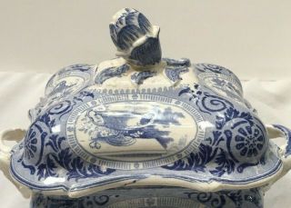 Antique Blue & White Soup Tureen With Lid 2