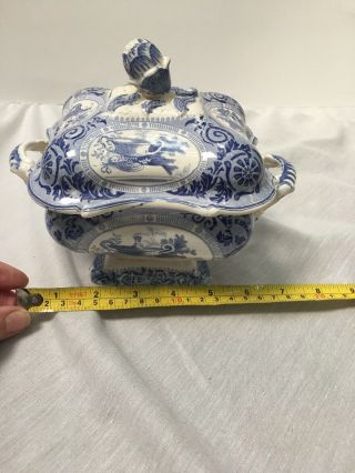 Antique Blue & White Soup Tureen With Lid 4