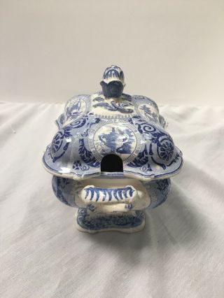 Antique Blue & White Soup Tureen With Lid 6