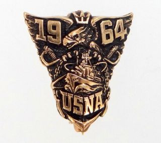 Vietnam Era 1964 Usna 14k Gold Pin United States Naval Academy Navy Nr