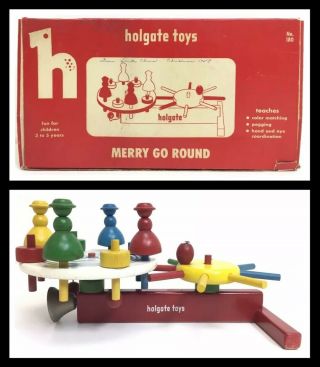 Very Rare Vintage Holgate Wooden Toys Merry Go Round No.  180 1958