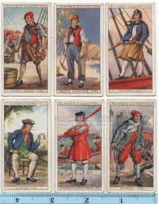 6 Uniforms Worn By Ship Crew In British Royal Navy 1700s 1930s Ad Trade Cards
