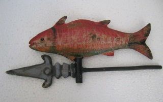 Old iron fish weather vane embossed Full body weathervane. 2